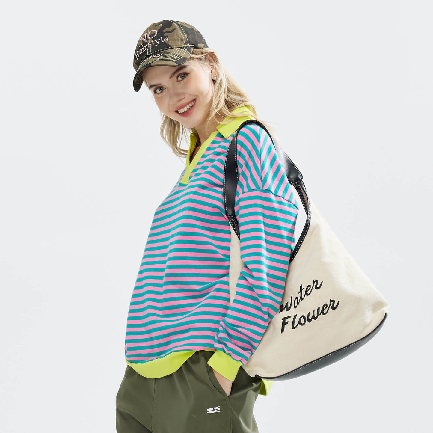 JOJOANS Women's Sweatshirt Striped Oversized