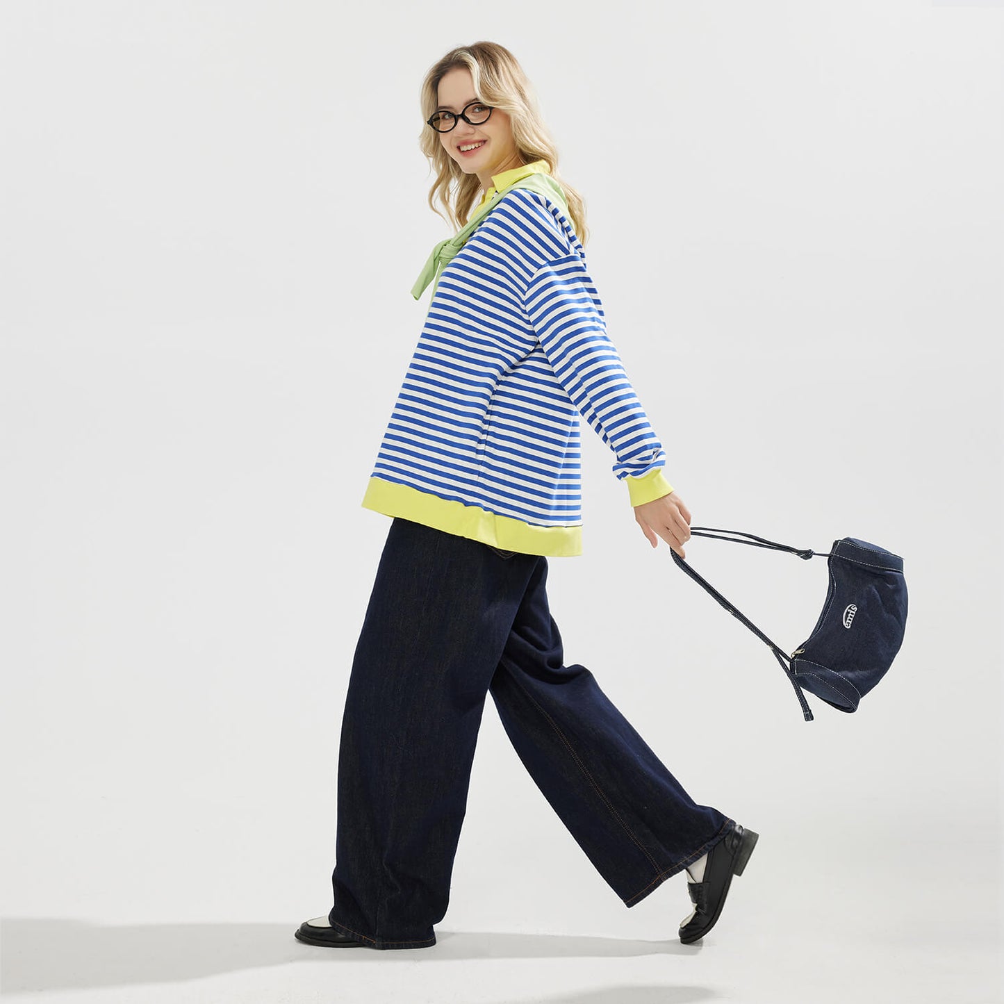 JOJOANS Women's Sweatshirt Striped Oversized